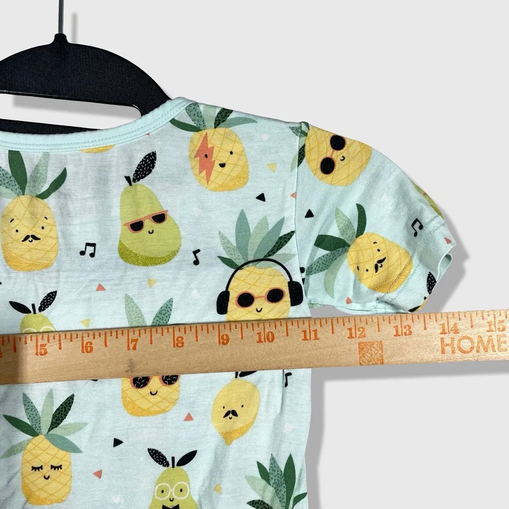 Little Sleepies Pajama Top Kids 3T Blue Pineapple Pear Bamboo Viscose Sleepwear